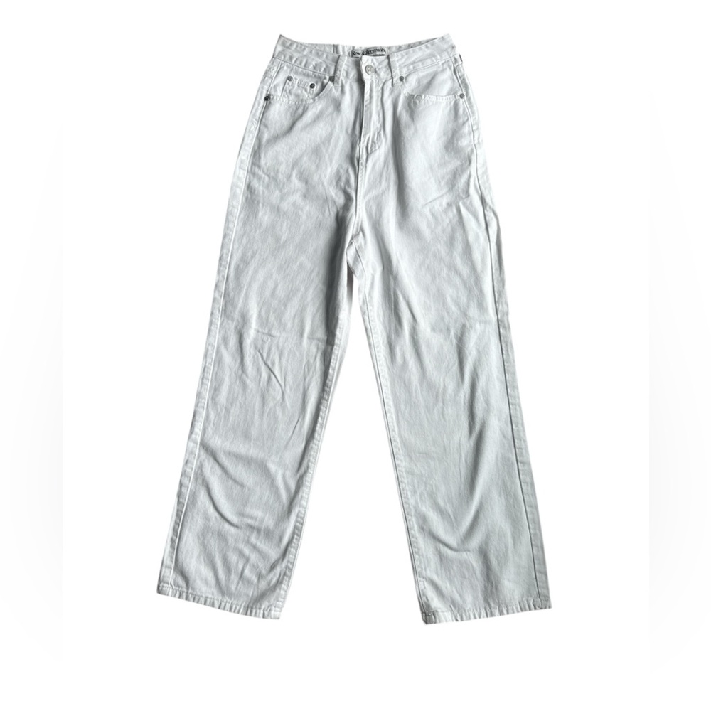 REST&RECREATION RR WIDE High Waist JEANS - WHITE Unisex Made In Korea Size S - Picture 2 of 8
